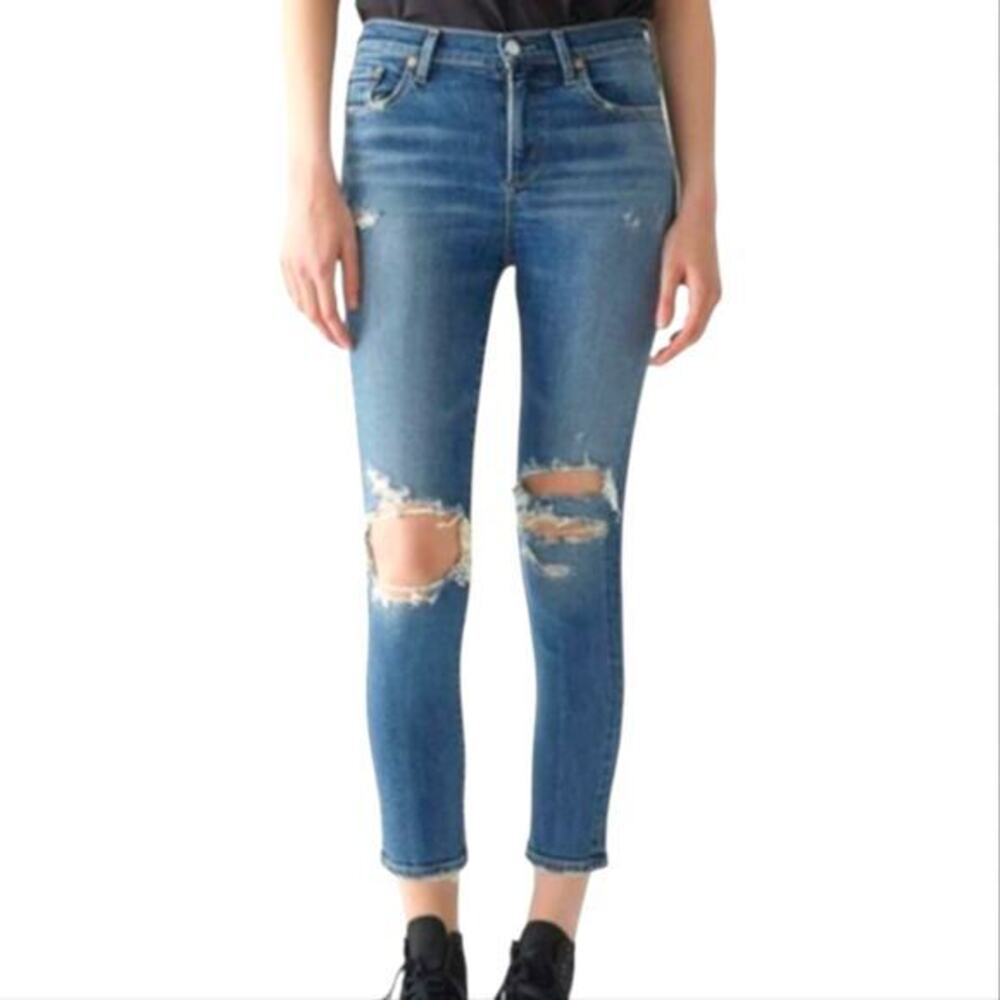 BKE Women's GaBBy Blue High Rise Skinny‎ Ankle Distressed Stretch Jeans Size 29